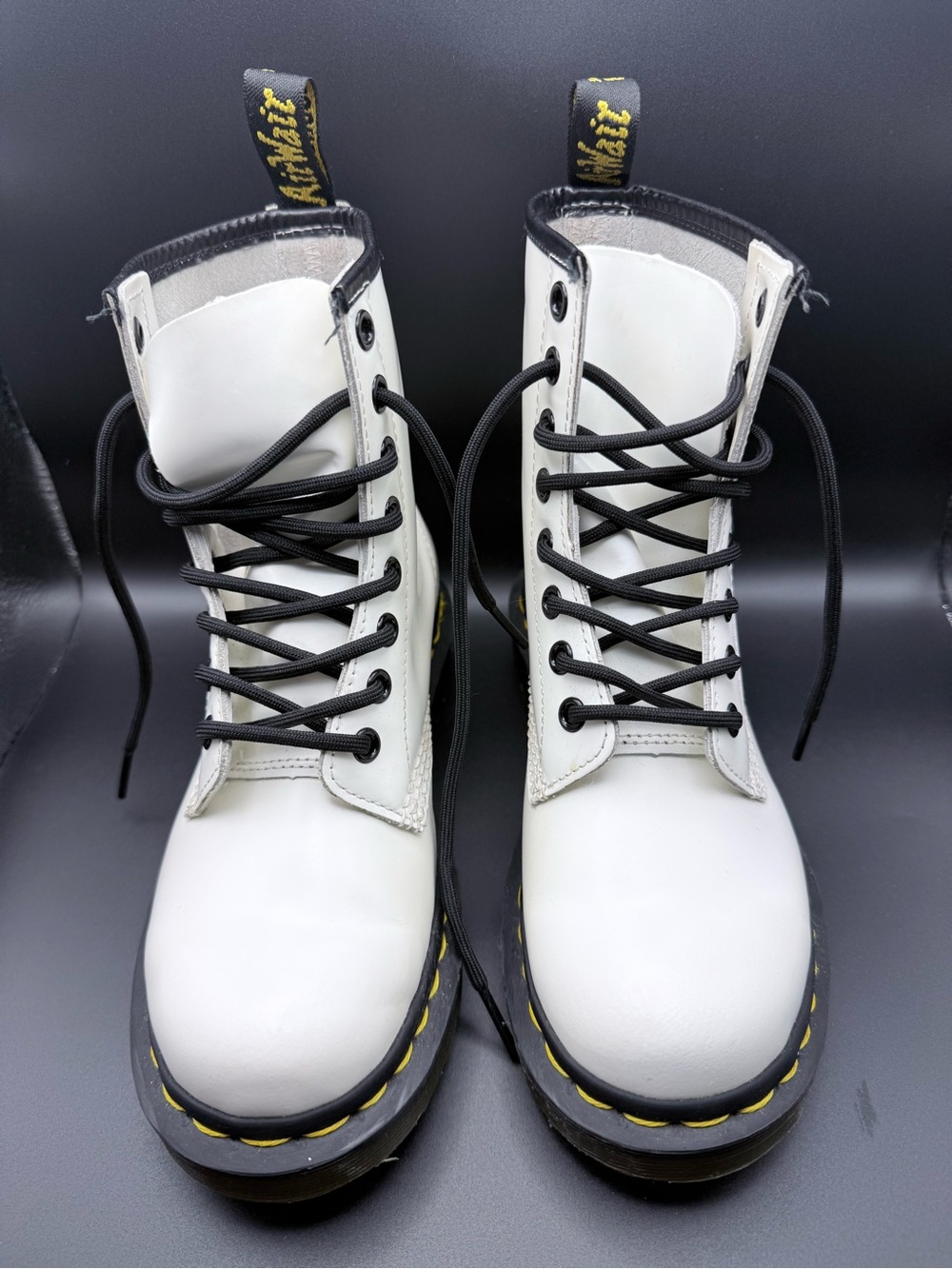 Dr. Martens - Kids' White Leather Lace-Up Boots